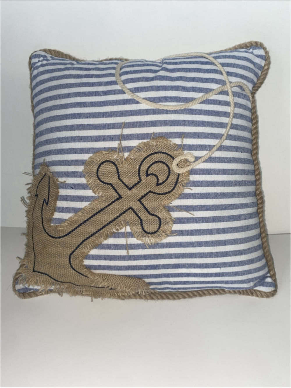 Coastal Living Nautical Cotton Polyester Burlap Anchor Throw Pillow 17”